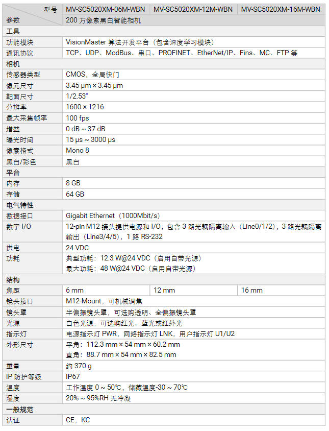 ??礛V-SC5020XM-06M/12M/16M-WBN 200萬像素黑白智能相機參數.png 海康MV-SC5020XM-06M/12M/16M-WBN 200萬像素黑白智能相機參數.png